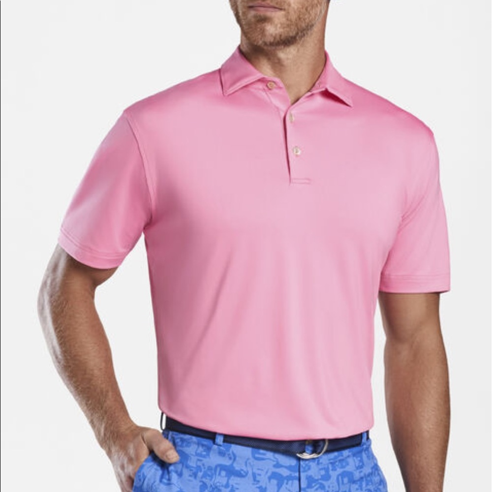 Pink Peter Millar dry fit polo